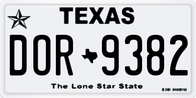 TX license plate DOR9382