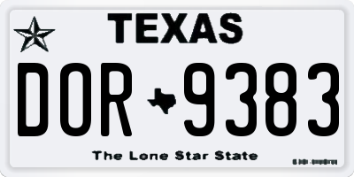 TX license plate DOR9383