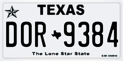 TX license plate DOR9384