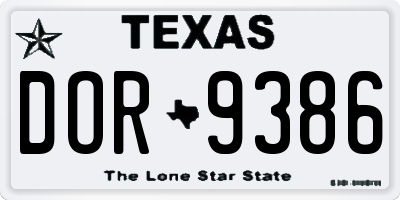 TX license plate DOR9386