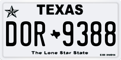 TX license plate DOR9388
