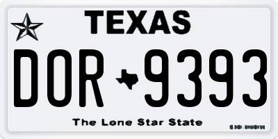 TX license plate DOR9393