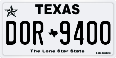 TX license plate DOR9400