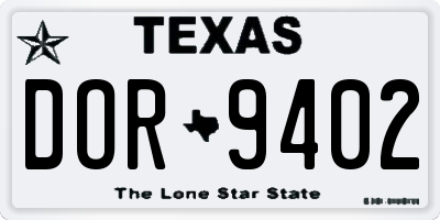 TX license plate DOR9402