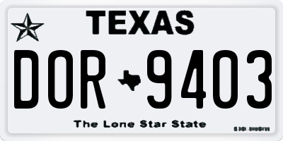 TX license plate DOR9403