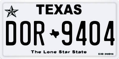 TX license plate DOR9404