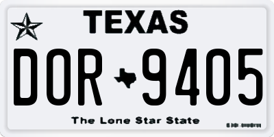 TX license plate DOR9405
