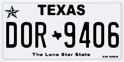 TX license plate DOR9406