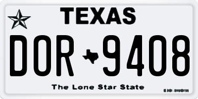 TX license plate DOR9408