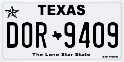 TX license plate DOR9409