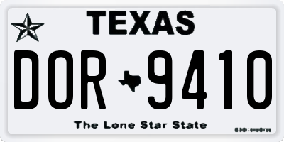 TX license plate DOR9410