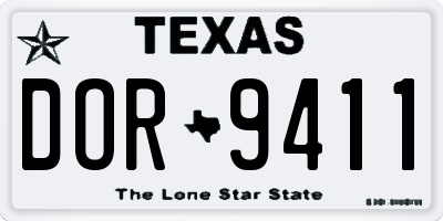 TX license plate DOR9411