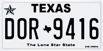 TX license plate DOR9416