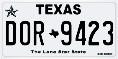 TX license plate DOR9423