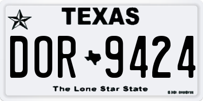 TX license plate DOR9424