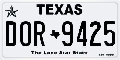 TX license plate DOR9425