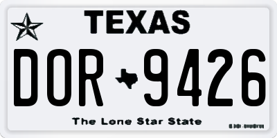 TX license plate DOR9426
