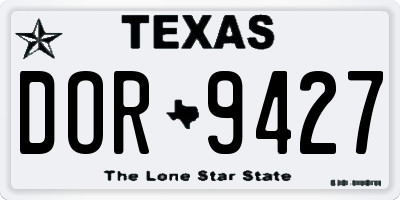 TX license plate DOR9427