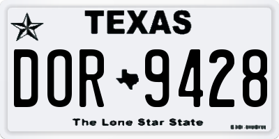 TX license plate DOR9428