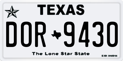 TX license plate DOR9430
