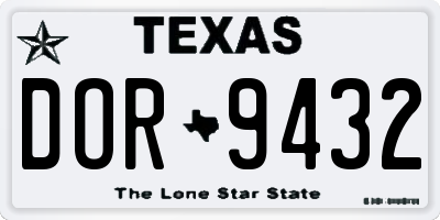TX license plate DOR9432