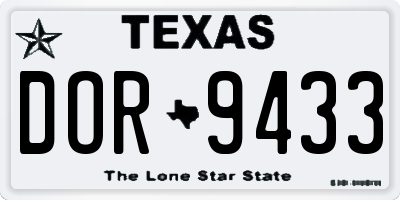 TX license plate DOR9433