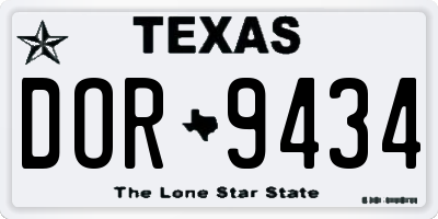 TX license plate DOR9434