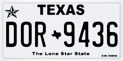 TX license plate DOR9436