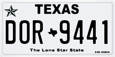 TX license plate DOR9441