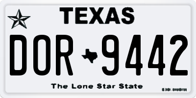 TX license plate DOR9442