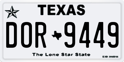 TX license plate DOR9449