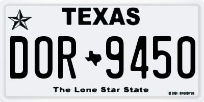 TX license plate DOR9450