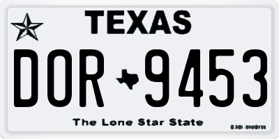 TX license plate DOR9453