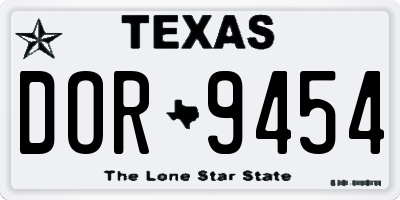 TX license plate DOR9454
