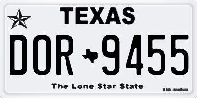 TX license plate DOR9455