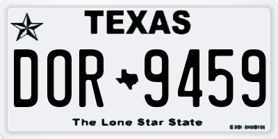 TX license plate DOR9459