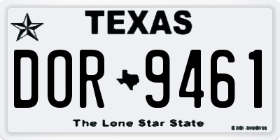 TX license plate DOR9461