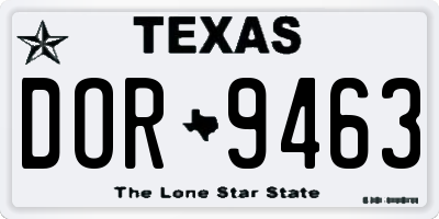 TX license plate DOR9463