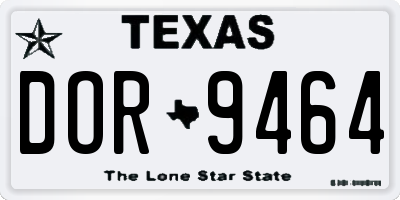 TX license plate DOR9464