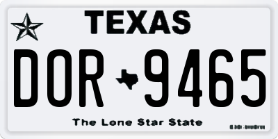 TX license plate DOR9465