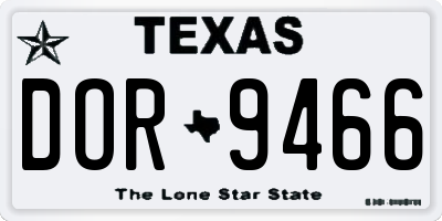 TX license plate DOR9466
