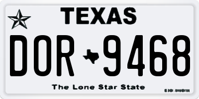 TX license plate DOR9468