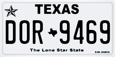 TX license plate DOR9469