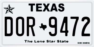 TX license plate DOR9472