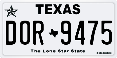 TX license plate DOR9475