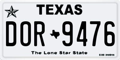 TX license plate DOR9476