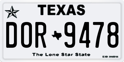 TX license plate DOR9478