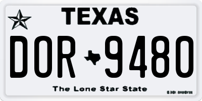 TX license plate DOR9480
