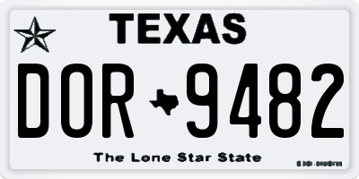 TX license plate DOR9482