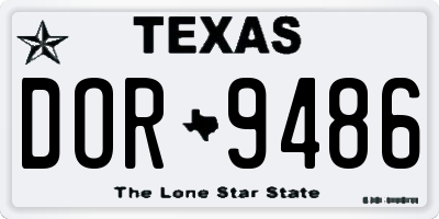 TX license plate DOR9486